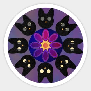 Black Cats Moon Phases Mandala Sticker